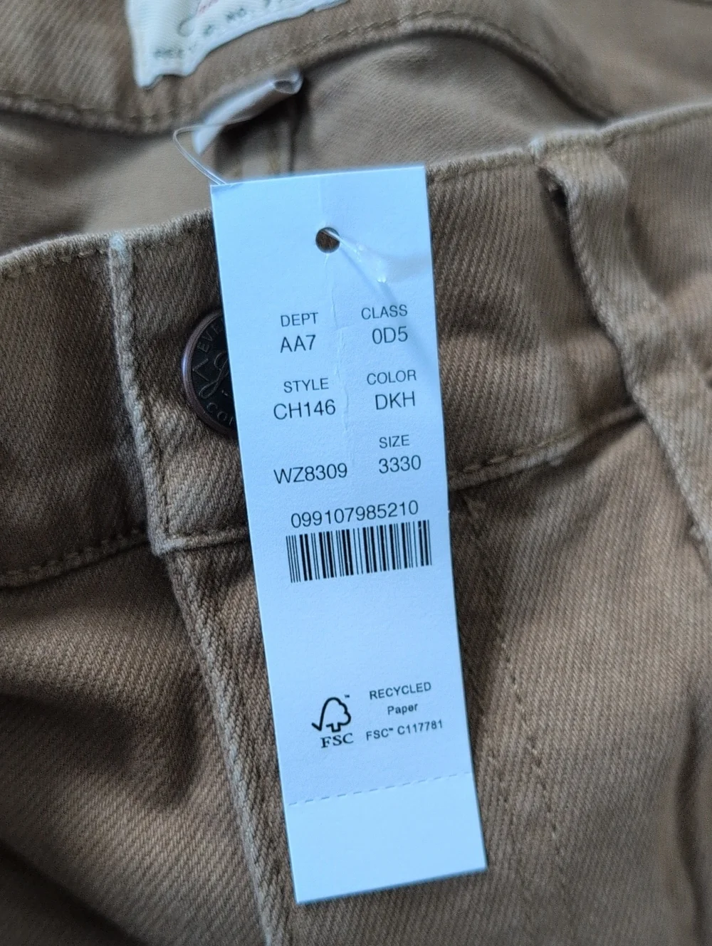 Jcrew 770 Trade Straight Fit Bergen Five Pocket Pant Dark Khaki 33/30 Nwt Mens